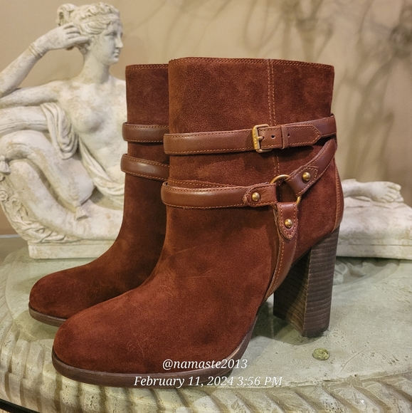 Ugg Dandridge Suede Heeled Boot Hardware Buckle Designer  Slip-On #765 - Picture 6 of 14